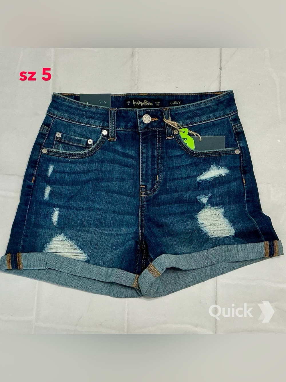 sz 5 - NWT Indigo Reign Curvy Roll Up Cuff Shorts